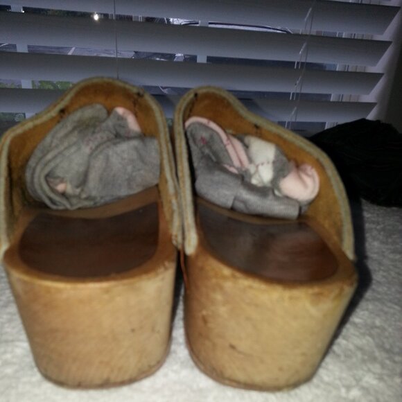 Vintage 1980s Olof Daughters Swedish Clogs Leather and Wood - Picture 13 of 14
